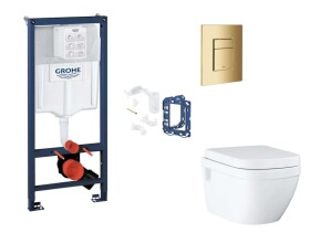 GROHE - Rapid SL Set předstěnové instalace, klozetu, sedátka SoftClose, tlačítka Skate Cosmopolitan a sady pro vhazování tablet, Cool Sunrise SANI11BB4160