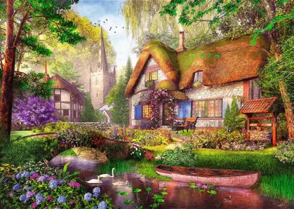 Trefl - Puzzle - Premium Plus Tea Time: Dřevěná chata