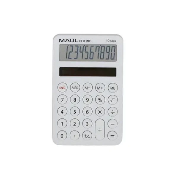 Maul ECO MD 1 bílá / Kalkulačka / desetimístná / solární napájení (7275002)
