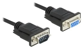 DeLock RS-232 Sub-D9 samec - Sub-D9 samice 2 m černá / Sériový kabel / PVC plášť (86579)