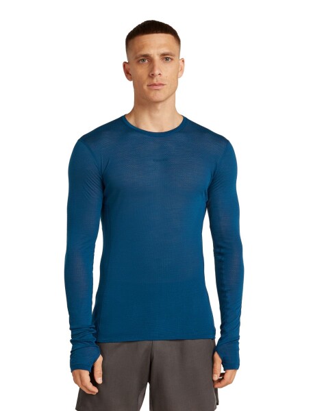 Pánské merino tričko s dlouhým rukávem ICEBREAKER Mens 75 Cool-Lite Featherlight LS Crewe, Atlantis velikost: L