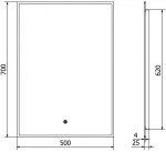 MEXEN - Erma zrcadlo s osvětlením 50 x 70 cm, LED 6000K, černý rám 9814-050-070-611-70