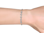 Royal Fashion zlacený náramek 18k bílé zlato s krystaly Swarovski Srdce DBS0099-WG