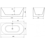 MEXEN/S - Mia volně stojící rohová vana levá 140 x 75, bílá/černá, sifon a přepad nikl kartáčovaný 52691407575L-97