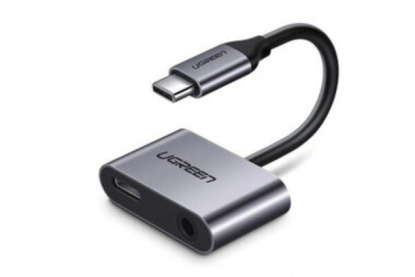 UGREEN Hub USB-C (M) - USB-C (F) 3.5mm Jack (F) šedá (6957303855964)