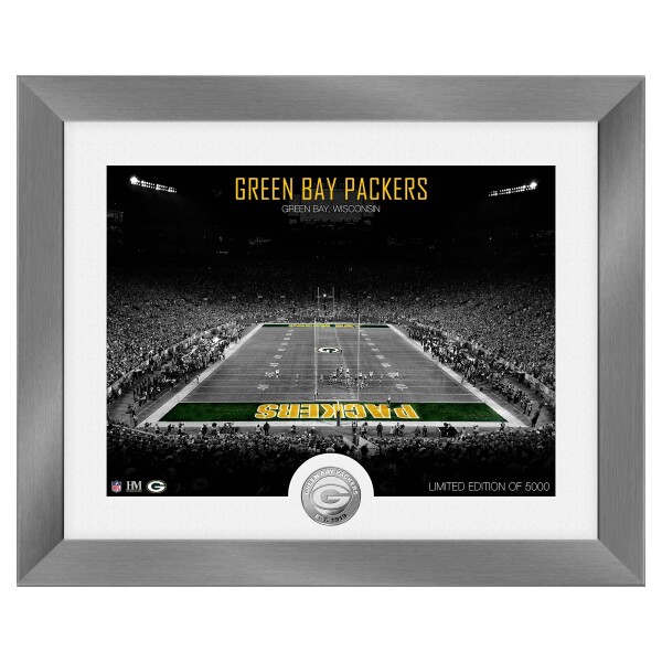 Obraz Green Bay Packers NFL Art Deco Stadium Silver Coin