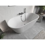 MEXEN/S - Oris volně stojící vana nástěnná reliéf 170 x 80, bílá, sifon a přepad grafit metal 52871708000-95