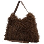 Stylová dámská plyšová kabelka do ruky Oresti, tmavě hnědá