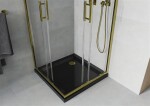 MEXEN/S - Rio sprchový kout čtverec 90x90, transparent, zlatá + černá vanička se sifonem 860-090-090-50-00-4070G