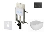 Kielle - Genesis New Set předstěnové instalace, klozetu Oudee, Rimless, sedátka softclose a tlačítka Gemini New I, matná černá 30528SZ03