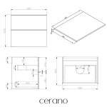 CERANO - Koupelnová skříňka Velora - černá matná, úchytka zlatá + deska pod umyvadlo Navira Slim - 18 mm - 60x54,8x46,5 CER-664792