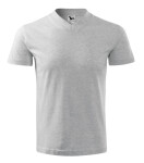 V-neck tričko unisex světle šedý melír S