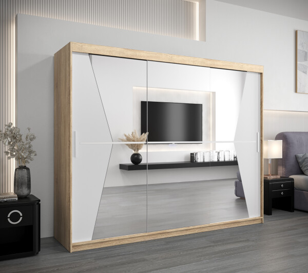 Šatní skříň Abi Ma Barva korpusu: Dub Sonoma, Rozměry: 250 cm, Dveře: Bílá