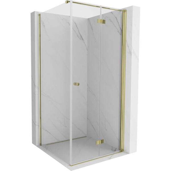 MEXEN/S - Mist-F sprchový kout skládací dveře pravá 95 x 95, transparent, zlato 8A6T-095-095-50-00-P