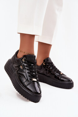 Lakované dámské tenisky na platformě Lee Cooper LCJ-25-09-3870 Černé 39