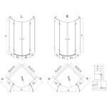 MEXEN/S - Lunar L sprchový kout čtvrtkruh křídlový pravá 90 x 70, transparent, bílá 833L-090P-070L-20-00