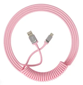 Akko Kroucený kabel USB-C (M) - USB-A (M) růžová / až 135 cm (6925758615266)