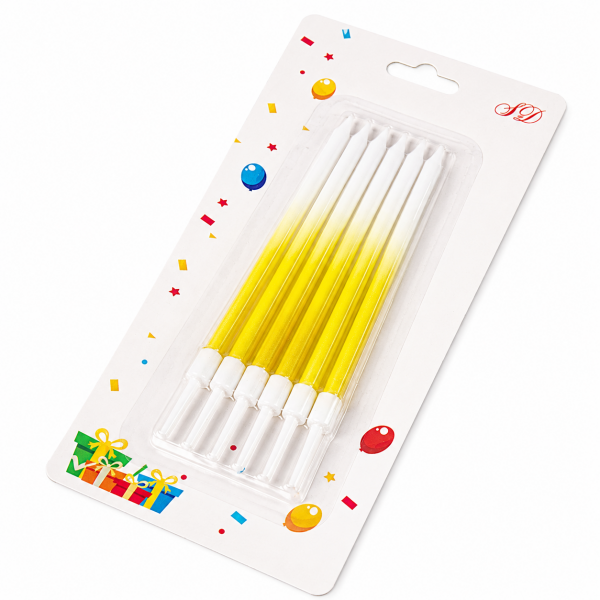 Cake star Dortové svíčky OMBRE žluté 6 ks