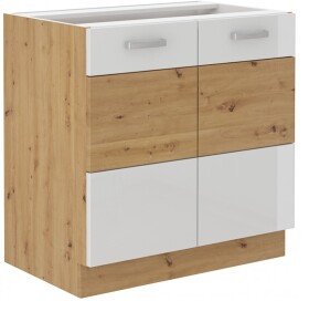 Spodní skříňka pod dřez Artisan 80 ZL 2F BB Barva korpusu: Dub artisan, Barva dvířek: Bílý lesk