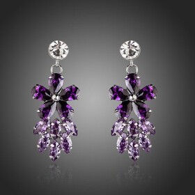 Náušnice Swarovski Elements Camile - květina, Fialová