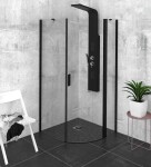 POLYSAN - ZOOM BLACK čtvrtkruhová sprchová zástěna 900x900, čiré sklo, pravá ZL2615BR