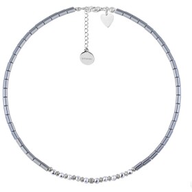 Dámský náhrdelník Valérie - chirurgická ocel, hematit, Stříbrná 38 cm + 5 cm (prodloužení)