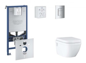 GROHE - Rapid SLX Set předstěnové instalace, klozetu, sedátka SoftClose a tlačítka Skate Cosmopolitan, chrom SANI11BB2107