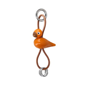 Kay Bojesen Dřevěná klíčenka Bird Orange / Silver, oranžová barva, dřevo, kov, kůže