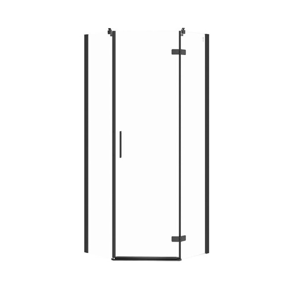 CERSANIT - Pětiúhelný sprchový kout JOTA 80X80X195, PRAVÝ, průhledné sklo, černý S160-011