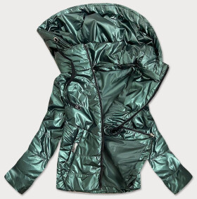 Zelená lesklá dámská bunda kapucí model 16147495 Zelená S'WEST