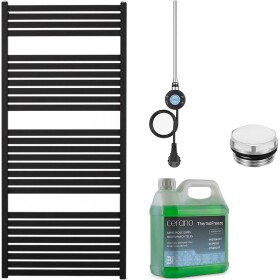CERANO Koupelnový elektrický radiátorový set Vincenzo - WIFI - 600W - černá matná - 1330x600 mm