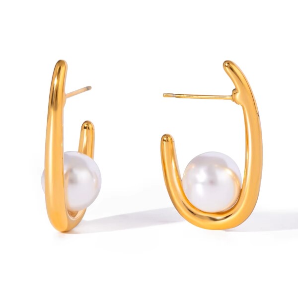 ELENYS Pearl – pozlacené náušnice 18K žluté zlato