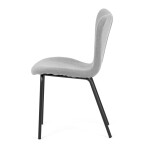 Židle jídelní, stříbrná látka, nohy černý kov
