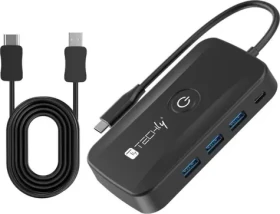Techly Bezdrátový AV transmiter USB-C - HDMI černá / AV vysílač a přijímač / 1080p / 60 Hz / dosah 30 m (IDATA USBC-HUB5WL)