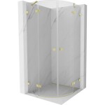 MEXEN/S - Lunar sprchový kout čtvrtkruh křídlový 90 x 90, transparent, zlato kartáčovaná 833-090L-090P-55-00