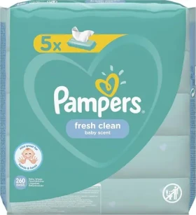 Pampers Fresh Clean dětské vlhčené ubrousky 5 x 52 ks (8001841078137)
