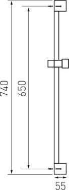NOVASERVIS - Kovový hranatý posuvný držák sprchy chrom RAIL858,0