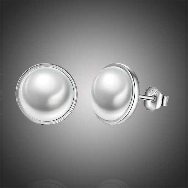 Stříbrné náušnice s říční perlou Marina, stříbro 925/1000, Bílá