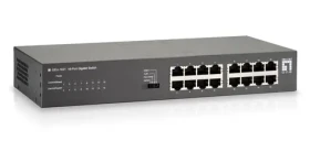 LevelOne GEU-1621 šedá / Switch / 16x Gigabit Ethernet / 19" Rack / neřízený (GEU-1621)