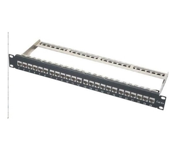 XtendLan Patch panel, 19'', 24 portů, vyjmutelné keystone, Cat6a, stíněný EDF_10101116