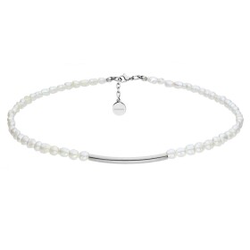 Perlový náhrdelník Ava - chirurgická ocel, sladkovodní perla, Stříbrná 42 cm + 3 cm (prodloužení)