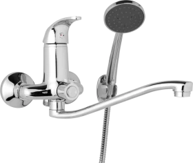 JB Sanitary Nástěnná umyvadlová a sprchová baterie SLIM, rozteč 100 mm, otočný přepínač v těle, s příslušenstvím, S ramínko 250 mm A10 34 21