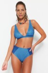 Trendyol Blue High Waist Normal Leg Bikini Bottom