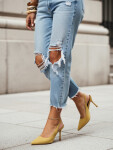 Dámské semišové jehlové boty s otevřeným podpatkem žluté FashionStreet ZY1383 39