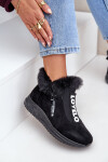 Tenisky Botky Dámské S Kožíškem Černé Zeriana 37