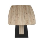 Stůl jídelní 160x90cm, MDF, 3D dekor dub san remo, kovové nohy, černý lak.