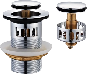 JB Sanitary Umyvadlová výpusť 5/4" s přepadem, malá zátka, chrom VK04