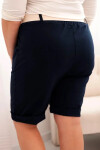 Dámské bavlněné šortky Plus Size s páskem tmavě modrá 4XL