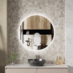Erga Deam, kulaté LED zrcadlo 90cm, 3 barvy světla, přední osvětlení, vyhřívací podložka proti zapaření, ERG-V01-Deam-9090-CL ERG-V01-DEAM-9090-CL