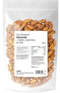 Vilgain Mandle nasucho pražené – Česnek, rozmarýn a chilli 250 g